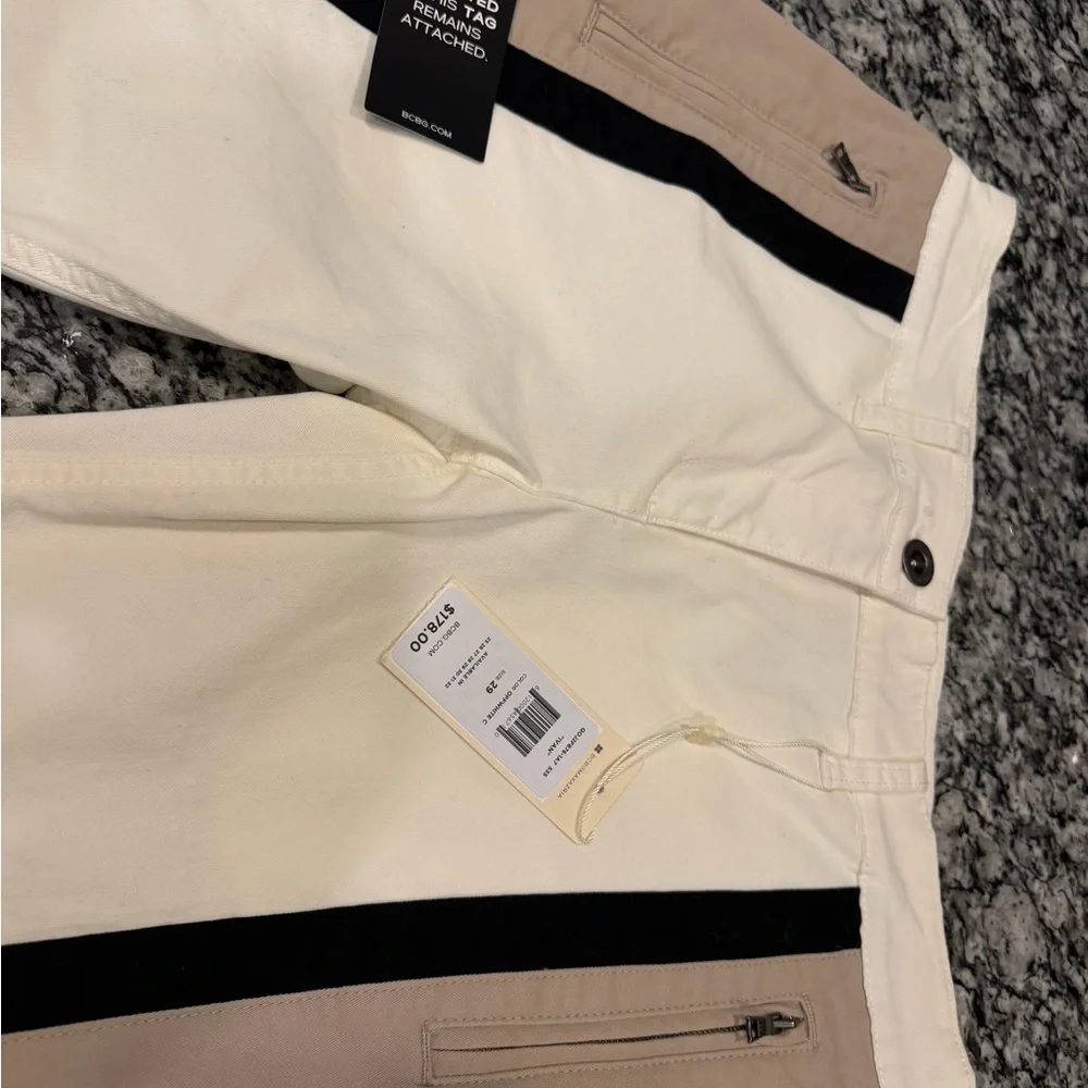 BCBGMaxAzria Beige and Black Panel Straight Leg Pants - Picture 3 of 10